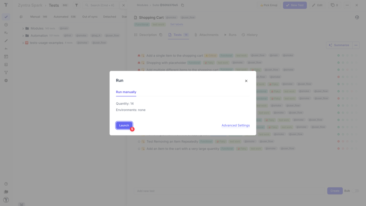 Testomat.io - add suite from Tests page